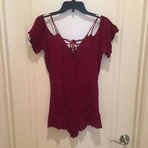 Chloe & Katie Cold Shoulder Lace Up Front Romper